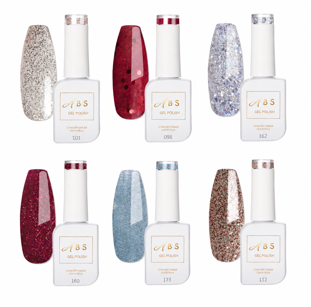 Allure Beauty Supplies Hema-Free Gel Nail Polish Bundle- All I Want for Xmas (6 pack)