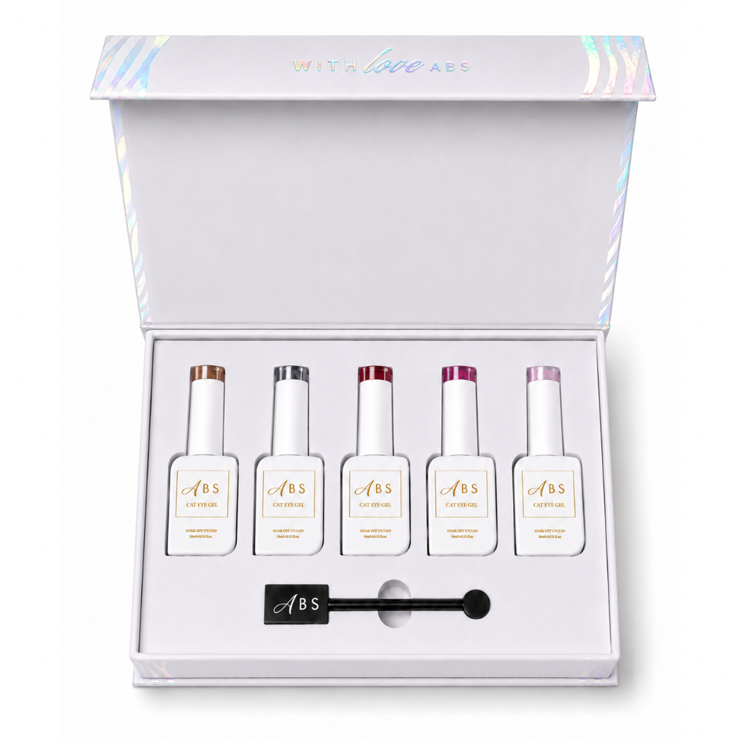 Allure Beauty Supplies Professional Cat Eye Magnetic Gel Nail Polish Bundle- Crystal 5 Shade Collection